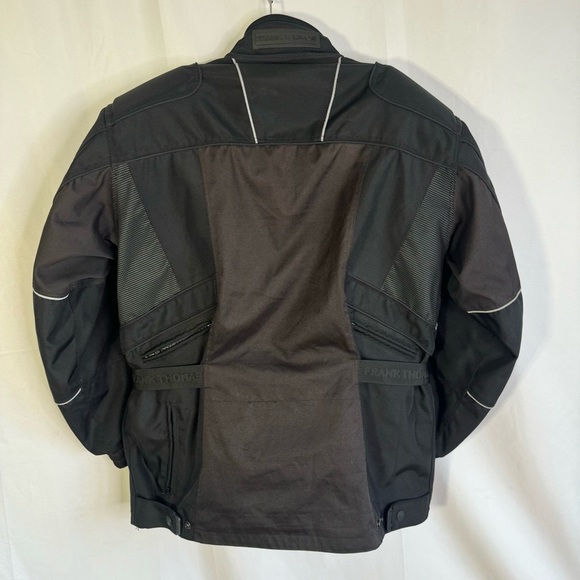 FRANK THOMAS BIKER JACKET BLACK MOTOCYCLE COAT MADE IN ENGLAND MEN SIZE LARGE - Picture 4 of 17